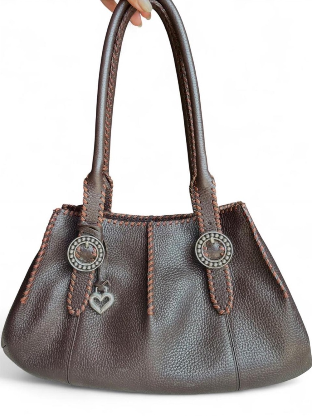 Brighton Chocolate brown pebbled leather shoulder bag
